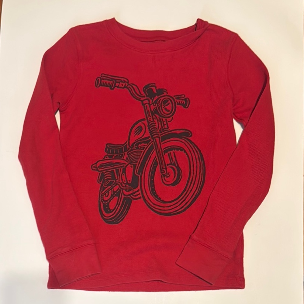 Jumping Beans Red Motorcycle Graphic Long Sleeve Tee